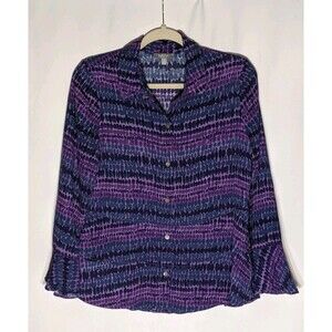 Habitat Clothes to Live In Tunic Top Sz S Purple Lagen Artsy Bell Sleeve Tiered